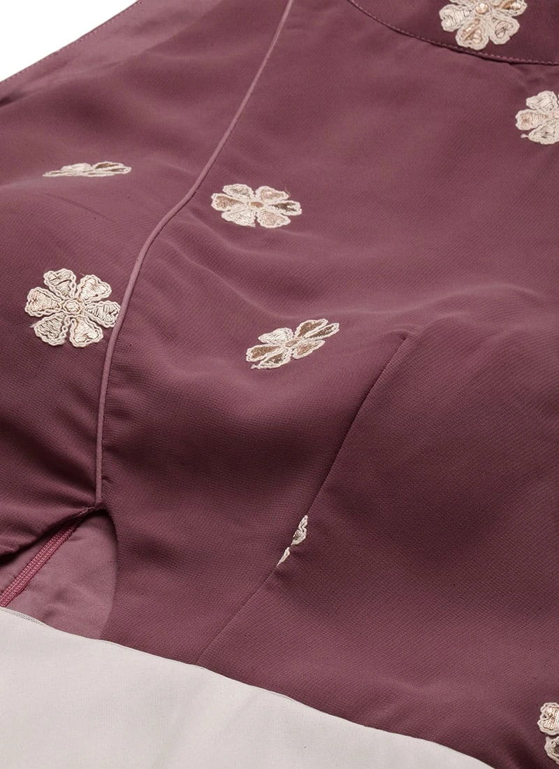 Mauve N White Embroidered Gown Festive Wear 7 Mauve N White Embroidered Gown Festive Wear - Image 5