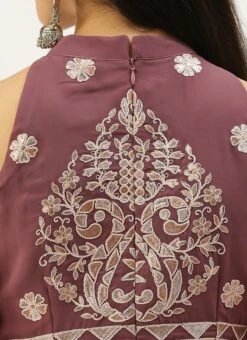Mauve N White Embroidered Gown Festive Wear 15 Mauve N White Embroidered Gown Festive Wear -ZariGrace Shop Mauve N White Embroidered Gown IWBS02207337 rrc2
