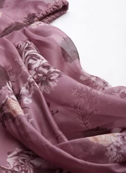 Mauve Organza Digital Printed Cowl Style Dress After Six Wear -ZariGrace Shop Mauve Organza Digital Printed Cowl Style Dress DRBS02210000 rrc1