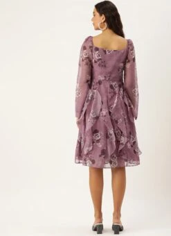 Mauve Organza Digital Printed Dress After Six Wear -ZariGrace Shop Mauve Organza Digital Printed Dress DRBS02210906 b