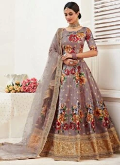 Mauve Satin Umbrella Lehenga Party Wear -ZariGrace Shop Mauve Satin Umbrella Lehenga GHSAJ40922103 u