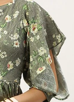 Mehndi Green Georgette Printed Dress After Six Wear -ZariGrace Shop Mehndi Green Georgette Printed Dress DRBS02211034 rrc3 1