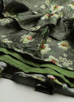 Mehndi Green Georgette Printed Dress After Six Wear Party Wear -ZariGrace Shop Mehndi Green Georgette Printed Dress DRBS02211034 rrc4