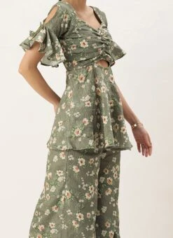 Bottom From Mehndi Green Georgette Printed Palazzo Suit After Six Wear