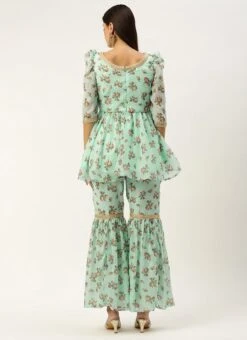 Bottom From Mint Green Digital Printed Embroidered Co Ords Set After Six Wear -ZariGrace Shop Mint Green Digital Printed Embroidered Co Ords Set IWBS02211226 b