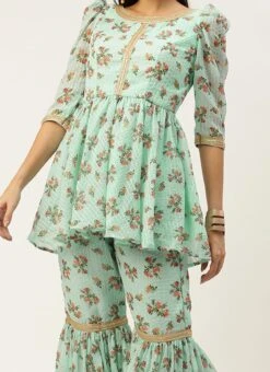 Bottom From Mint Green Digital Printed Embroidered Co Ords Set After Six Wear