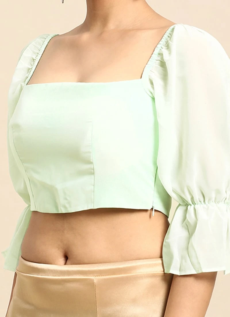 Mint Green Georgette Blouse Festive Wear 3 Mint Green Georgette Blouse Festive Wear