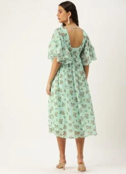Mint Green Georgette Digital Printed Dress After Six Wear Party Wear -ZariGrace Shop Mint Green Georgette Digital Printed Dress DRBS02210920 b