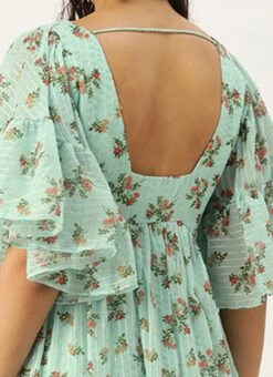 Mint Green Georgette Digital Printed Dress After Six Wear Party Wear -ZariGrace Shop Mint Green Georgette Digital Printed Dress DRBS02210920 rrc2