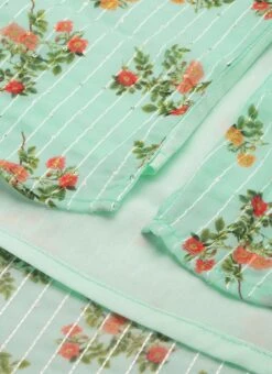 Mint Green Georgette Digital Printed Dress Festive Wear After Six Wear -ZariGrace Shop Mint Green Georgette Digital Printed Dress DRBS02211307 rrc4 1