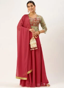 Mint Green Organza Embroidered N Pink Lehenga Party Wear -ZariGrace Shop Mint Green Organza Embroidered N Pink Lehenga GHBS02204723 u