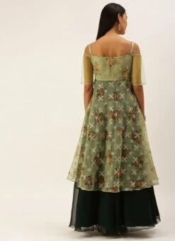 Mint Green Organza N Layered Style Gown Wedding Wear -ZariGrace Shop Mint Green Organza N Layered Style Gown IWBS02206201 b