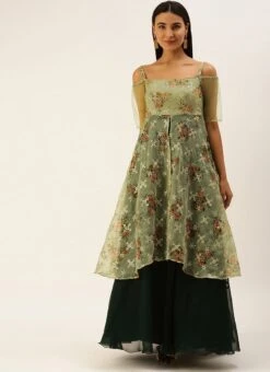 Mint Green Organza N Layered Style Gown Wedding Wear -ZariGrace Shop Mint Green Organza N Layered Style Gown IWBS02206201 u