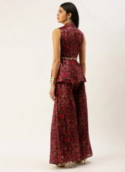 Bottom From MultiColored Art Silk Printed Co Ords Set After Six Wear -ZariGrace Shop MultiColored Art Silk Printed Co Ords Set IWBS02302302 b