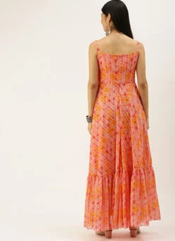 Multicolor Asymmetric Gathered Gown Party Wear -ZariGrace Shop Multicolor Asymmetric Gathered Gown IWBS02208448 b