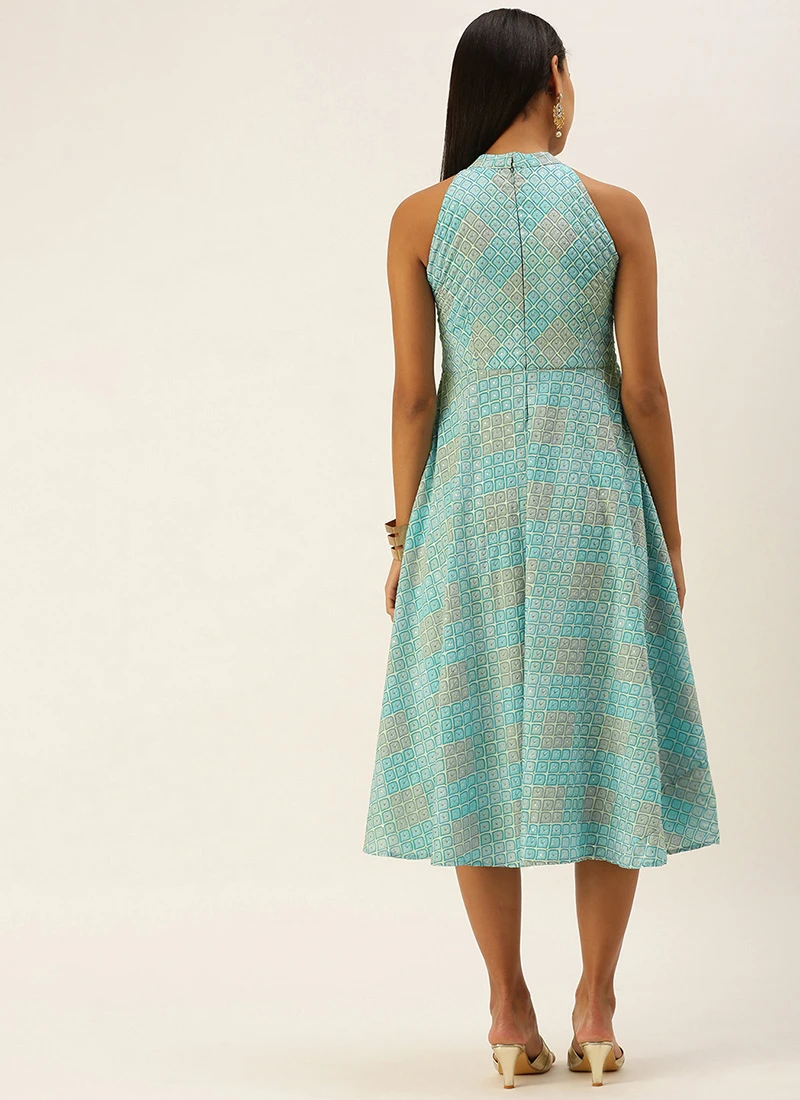 Multicolor N Green Asymmetrical Gown Party Wear 6 Multicolor N Green Asymmetrical Gown Party Wear - Image 4