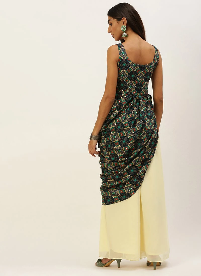 Multicolor N Off White Printed Kurta Set Festive Wear 6 Multicolor N Off White Printed Kurta Set Festive Wear - Image 4