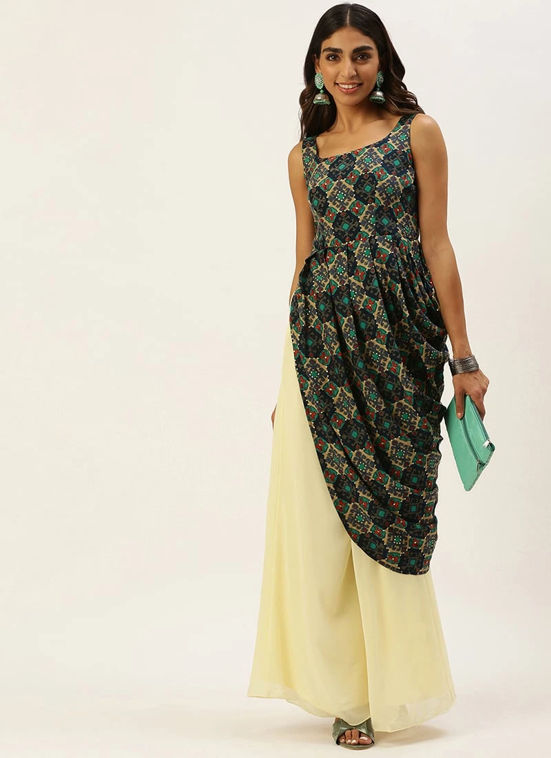 Multicolor N Off White Printed Kurta Set Festive Wear 5 Multicolor N Off White Printed Kurta Set Festive Wear - Image 3