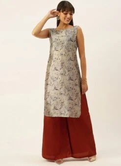 Multicolored Digital Print Palazzo Suit Party Wear -ZariGrace Shop Multicolored Digital Print Palazzo Suit KSBS02201298 u