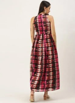 Multicolored Digital Printed Gathered Dress After Six Wear -ZariGrace Shop Multicolored Digital Printed Gathered Dress DRBS02110843 b