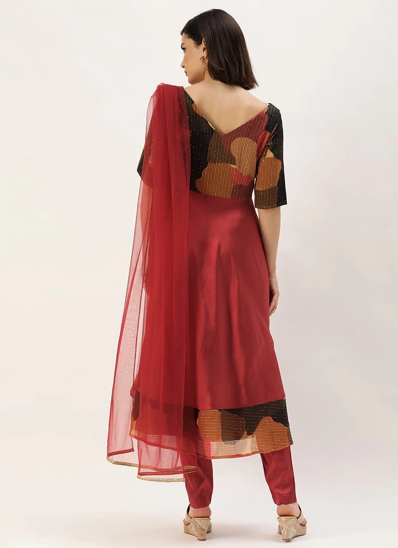 Multicolored Embroidered Georgette Anarkali Suit Festive Wear 6 Multicolored Embroidered Georgette Anarkali Suit Festive Wear - Image 4