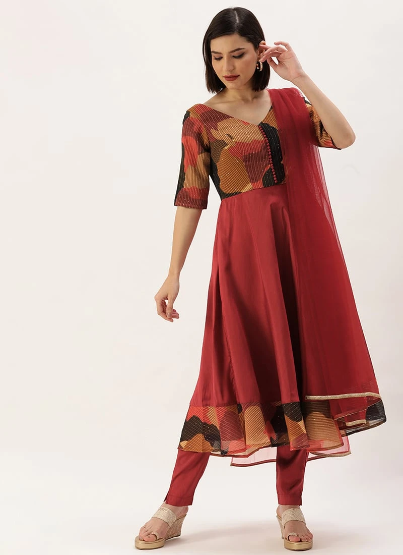 Multicolored Embroidered Georgette Anarkali Suit Festive Wear 5 Multicolored Embroidered Georgette Anarkali Suit Festive Wear - Image 3