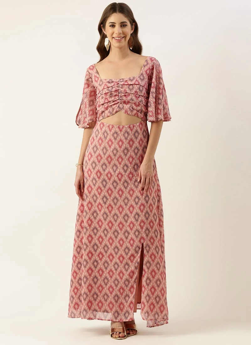 Multicolored Georgette Digital Printed Dress Festive Wear After Six Wear 5 Multicolored Georgette Digital Printed Dress Festive Wear After Six Wear - Image 3