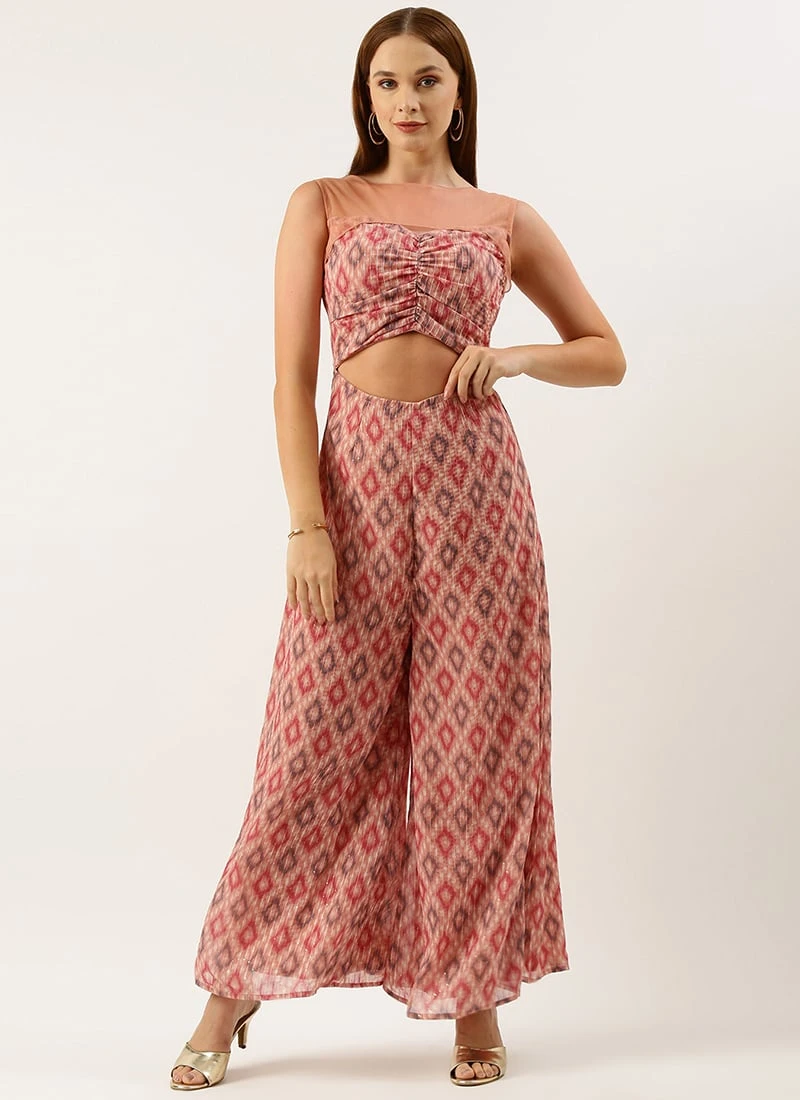 Multicolored Georgette Digital Printed Jumpsuit After Six Wear 5 Multicolored Georgette Digital Printed Jumpsuit After Six Wear - Image 3