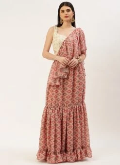 Dupatta From Multicolored Georgette Digital Printed Lehenga Set After Six Wear -ZariGrace Shop Multicolored Georgette Digital Printed Lehenga Set GHBS02211116 u