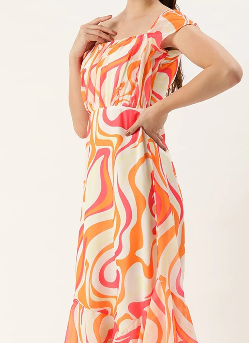 Multicolored Georgette Print Dress Festive Wear 3 Multicolored Georgette Print Dress Festive Wear