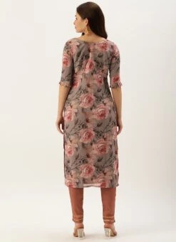 Multicolored Georgette Printed Embroidered Kurti Set Festive Wear After Six Wear -ZariGrace Shop Multicolored Georgette Printed Embroidered Kurti Set KSBS02204749 b