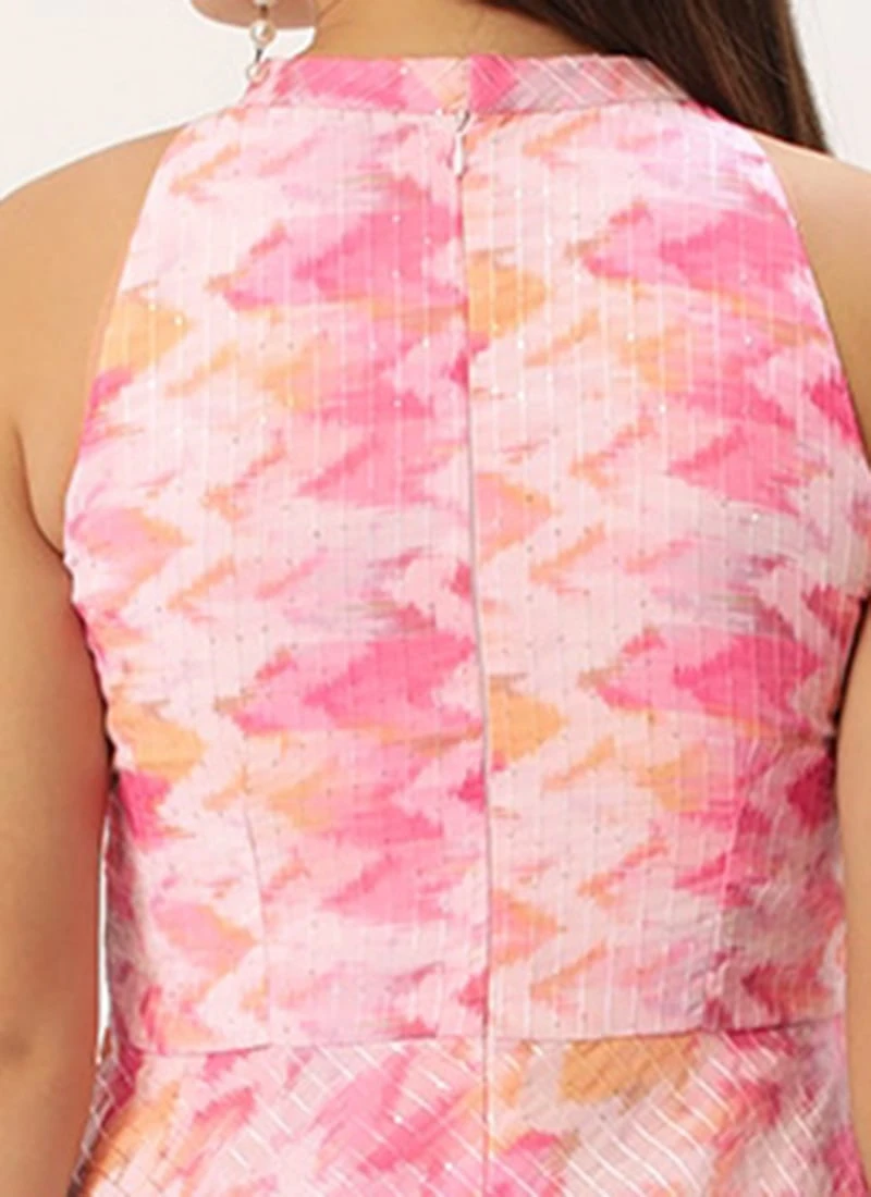 Multicolored Georgette Printed Halter Neck Dress After Six Wear 8 Multicolored Georgette Printed Halter Neck Dress After Six Wear - Image 6