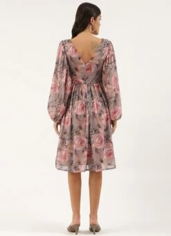 Multicolored Georgette Printed N Embroidered Maxi Dress Festive Wear -ZariGrace Shop Multicolored Georgette Printed N Embroidered Maxi dress DRBS02205041 b