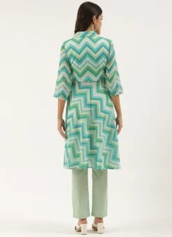 Multicolored N Green Printed Kurta Set Festive Wear -ZariGrace Shop Multicolored N Green Printed Kurta Set KSBS02205970 b