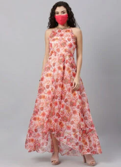 Multicolored Organza Asymmetrical Length Dress After Six Wear -ZariGrace Shop Multicolored Organza Asymmetrical Length Dress IWBS02004359 u