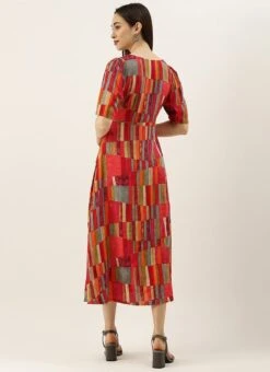 Multicolored Printed A Line Dress After Six Wear -ZariGrace Shop Multicolored Printed A Line Dress DRBS02105425 b
