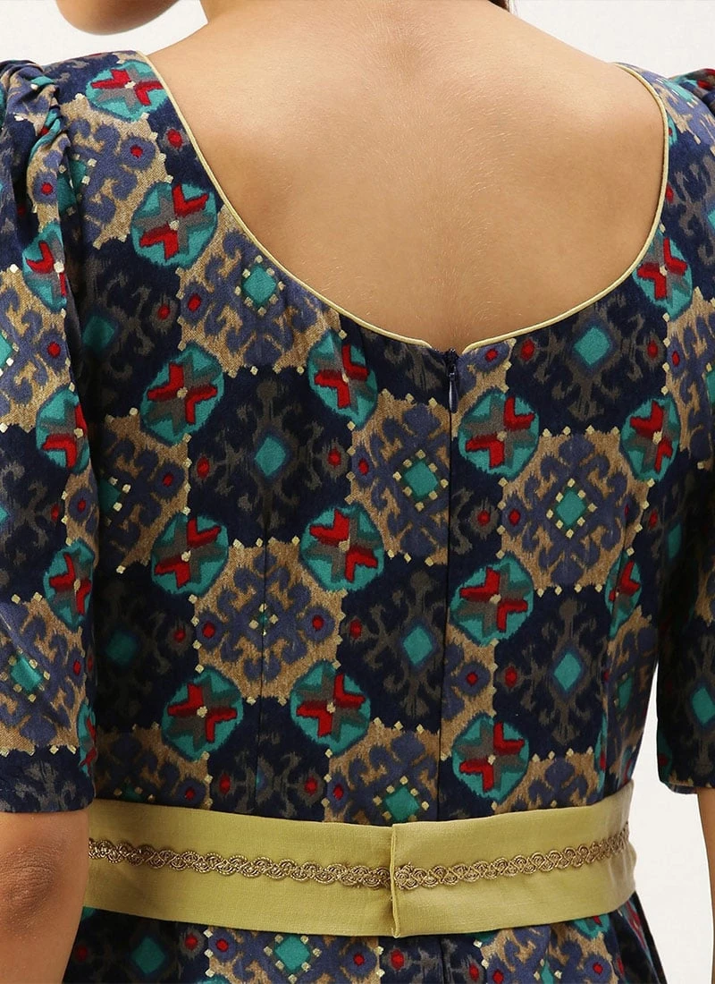 Multicolored Printed A Line Maxi Dress Festive Wear 8 Multicolored Printed A Line Maxi Dress Festive Wear - Image 6