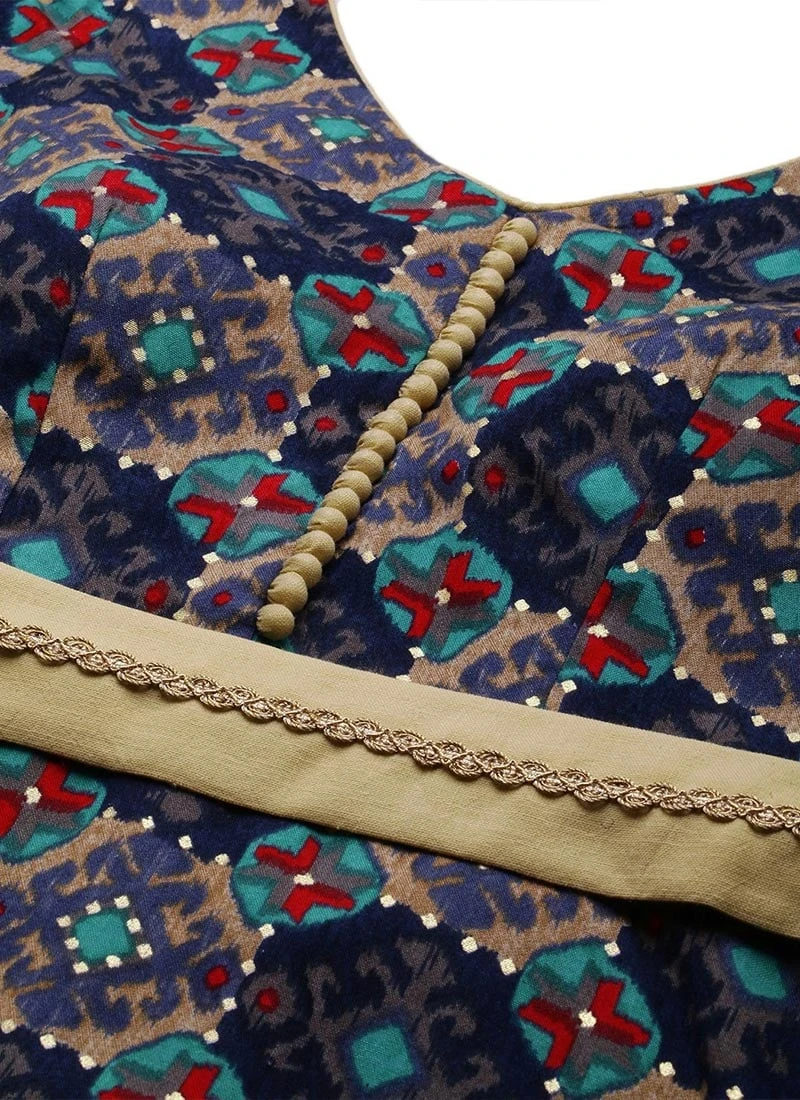 Multicolored Printed A Line Maxi Dress Festive Wear 9 Multicolored Printed A Line Maxi Dress Festive Wear - Image 7