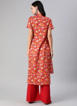 Multicolored Printed Cotton High N Low Kurta Set After Six Wear -ZariGrace Shop Multicolored Printed Cotton High N Low Kurta Set KSBS01911831 b