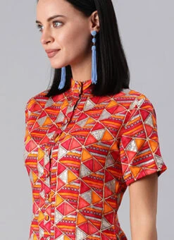 Multicolored Printed Cotton High N Low Kurta Set After Six Wear -ZariGrace Shop Multicolored Printed Cotton High N Low Kurta Set KSBS01911831 rrc1