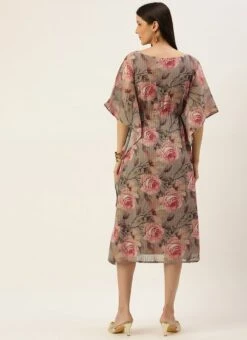 Multicolored Printed N Embroidered V Neckline Kaftan Festive Wear After Six Wear -ZariGrace Shop Multicolored Printed N Embroidered V Neckline Kaftan DRBS02204674 b