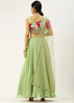 Multicolored Sequins N Green One Shoulder Lehenga Set Festive Wear -ZariGrace Shop Multicolored Sequins N Green One Shoulder Lehenga Set GHBS02205089 b