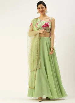 Multicolored Sequins N Green One Shoulder Lehenga Set Festive Wear -ZariGrace Shop Multicolored Sequins N Green One Shoulder Lehenga Set GHBS02205089 u