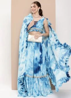 Multicolored Tie Dye Chinon Lehenga Set Festive Wear -ZariGrace Shop Multicolored Tie Dye Chinon Lehenga Set GHBS02301026 u