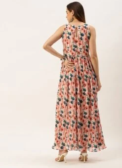 Multicoloured Georgette Pleated Dress After Six Wear Party Wear -ZariGrace Shop Multicoloured Georgette Pleated Dress DRBS02211036 b