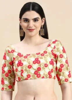 Multicoloured Net Embroidered Blouse Festive Wear -ZariGrace Shop Multicoloured Net Embroidered Blouse BLBS02210827 u