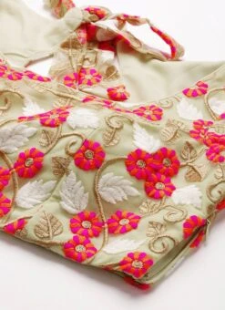 Multicoloured Net Embroidered Blouse Festive Wear -ZariGrace Shop Multicoloured Net Embroidered Blouse BLBS02210827 rrc1