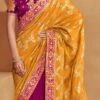 Mustard And Magenta Color Jacquard Embroidery Art Silk Saree Party Wear -ZariGrace Shop Mustard And Magenta Color Jacquard Embroidery Art Silk Saree SASLI19406107 l