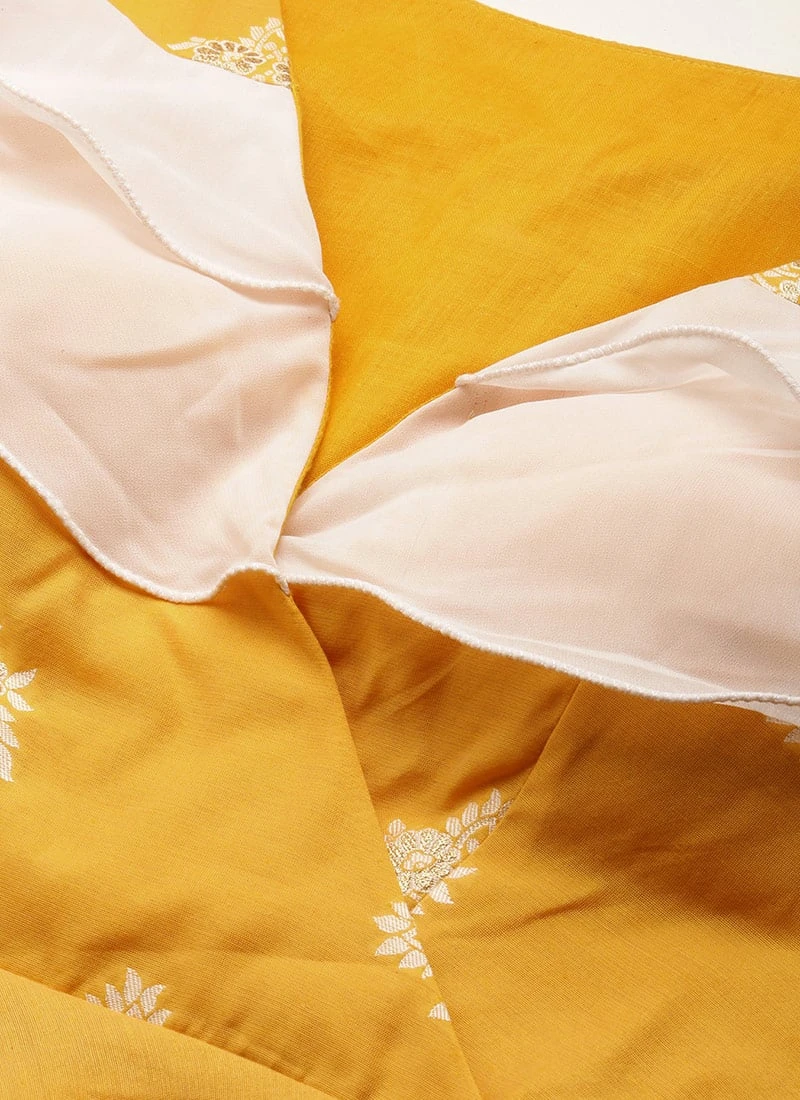 Mustard Art Silk Ruffled Dress Festive Wear 7 Mustard Art Silk Ruffled Dress Festive Wear - Image 5