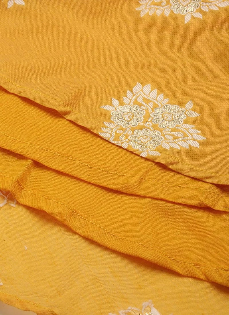 Mustard Art Silk Ruffled Dress Festive Wear 10 Mustard Art Silk Ruffled Dress Festive Wear - Image 8